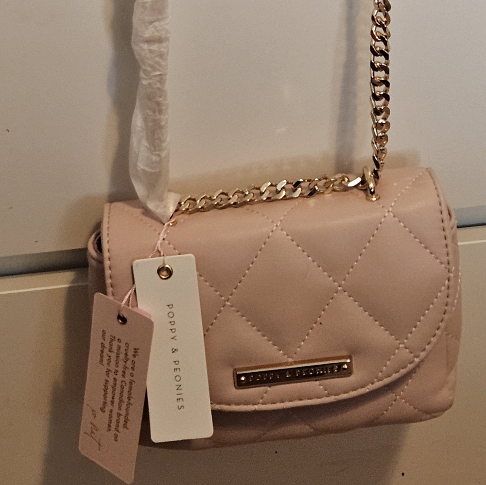 Poppy & Peonies Pink Quilted Crossbody Bag